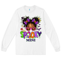 White Spooky Mini Halloween Messy Bun Long Sleeve Tee - texasbilliewilder