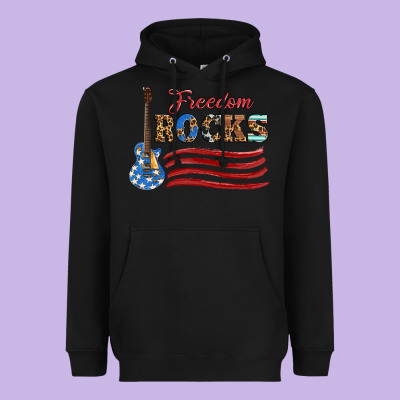 Freedom Rocks With Guitar Heavyweight Hoodie Designed By Artiststas