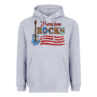 Heather Grey freedom rocks with guitar Heavyweight Hoodie - Artiststas