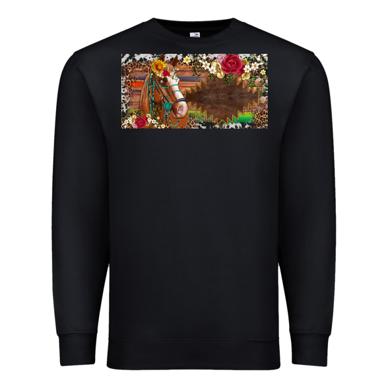 Western Turquoise Gemstone Horse Cowhide Leopard Floral Background Lic Premium Sweatshirt by Artiststas | Teevron