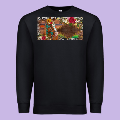 Western Turquoise Gemstone Horse Cowhide Leopard Floral Background Lic Premium Sweatshirt Designed By Artiststas