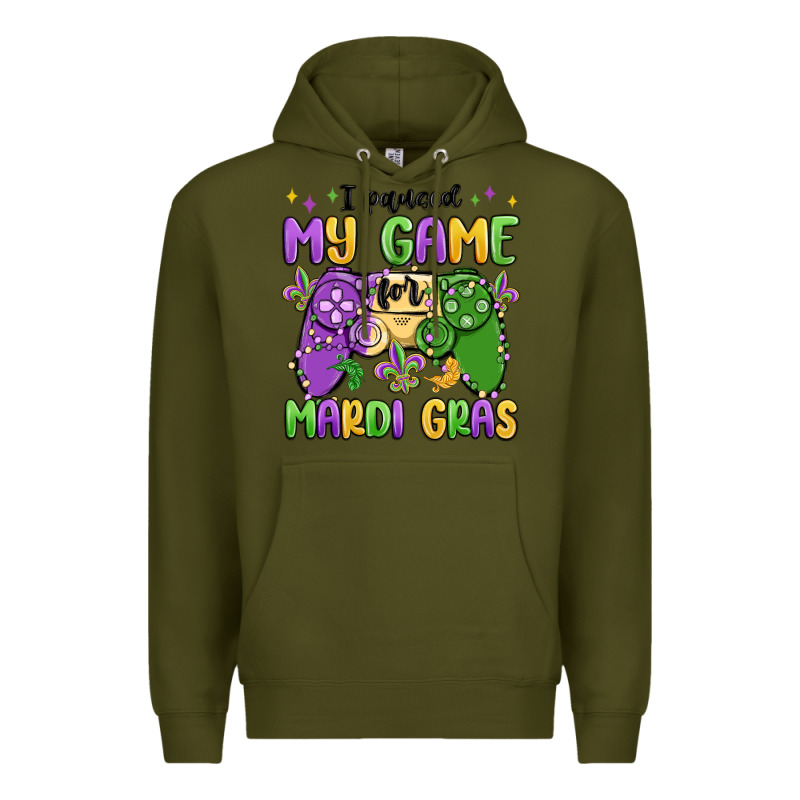 I Paused My Game For Mardi Gras Premium Hoodie by MaliasSmallBusiness | Teevron