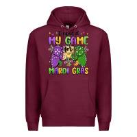 Burgundy i paused my game for mardi gras Premium Hoodie - MaliasSmallBusiness