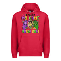 Cardinal i paused my game for mardi gras Premium Hoodie - MaliasSmallBusiness