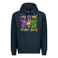 Navy i paused my game for mardi gras Premium Hoodie - MaliasSmallBusiness