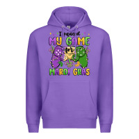 Purple i paused my game for mardi gras Premium Hoodie - MaliasSmallBusiness