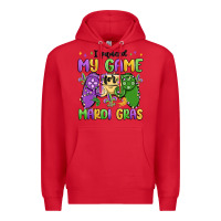 Red i paused my game for mardi gras Premium Hoodie - MaliasSmallBusiness