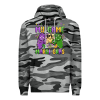 Slate Camo i paused my game for mardi gras Premium Hoodie - MaliasSmallBusiness