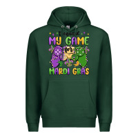 Sports Green i paused my game for mardi gras Premium Hoodie - MaliasSmallBusiness