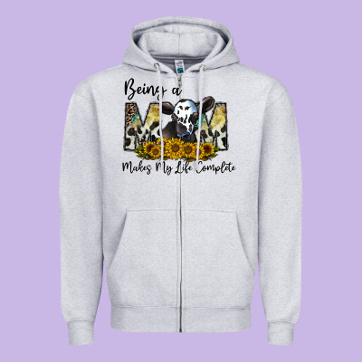 Being A Mom Makes My Life Complate Zipper Hoodie Designed By Cowhidedigitalart