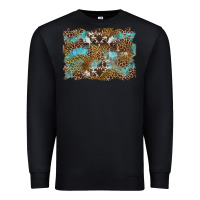 Black western leopards and turquoise with cowhide background Premium Sweatshirt - Artiststas