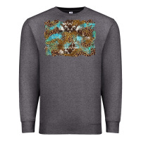 Charcoal Heather western leopards and turquoise with cowhide background Premium Sweatshirt - Artiststas