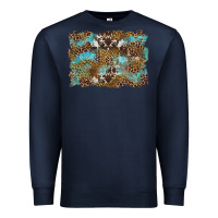 Navy western leopards and turquoise with cowhide background Premium Sweatshirt - Artiststas