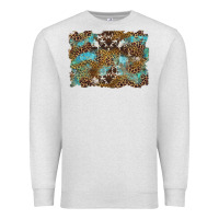 Oatmeal Heather western leopards and turquoise with cowhide background Premium Sweatshirt - Artiststas