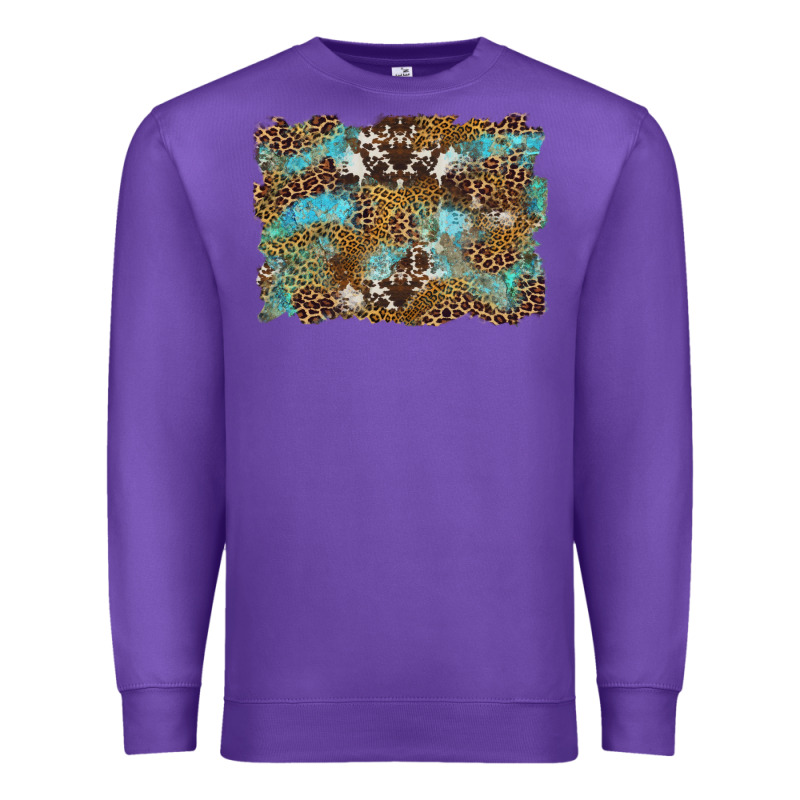 Western Leopards And Turquoise With Cowhide Background Premium Sweatshirt by Artiststas | Teevron