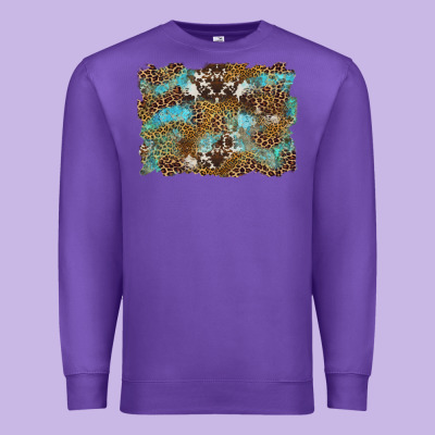 Western Leopards And Turquoise With Cowhide Background Premium Sweatshirt Designed By Artiststas