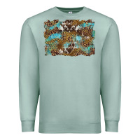 Seafoam western leopards and turquoise with cowhide background Premium Sweatshirt - Artiststas
