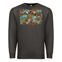 Smoke western leopards and turquoise with cowhide background Premium Sweatshirt - Artiststas