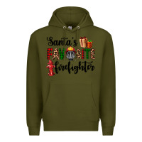 Army Green santa's favorite firefighter Premium Hoodie - AdoDesignShop