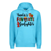Ocean Blue santa's favorite firefighter Premium Hoodie - AdoDesignShop