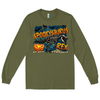 Army Green Spooky Saurus Rex Long Sleeve Tee - texasbilliewilder