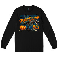 Black Spooky Saurus Rex Long Sleeve Tee - texasbilliewilder