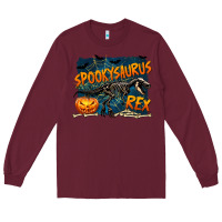 Burgundy Spooky Saurus Rex Long Sleeve Tee - texasbilliewilder