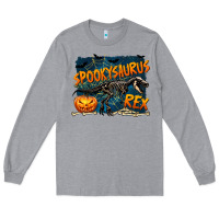 Heather Grey Spooky Saurus Rex Long Sleeve Tee - texasbilliewilder
