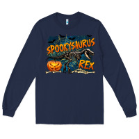 Navy Spooky Saurus Rex Long Sleeve Tee - texasbilliewilder