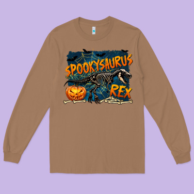 Spooky Saurus Rex Long Sleeve Tee Designed By Texasbilliewilder