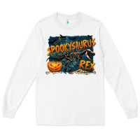 White Spooky Saurus Rex Long Sleeve Tee - texasbilliewilder