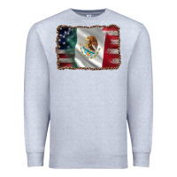 Heather Grey mexico flag and usa flag Premium Sweatshirt - AdoDesignShop