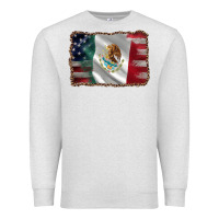 Oatmeal Heather mexico flag and usa flag Premium Sweatshirt - AdoDesignShop