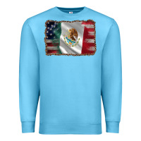 Ocean Blue mexico flag and usa flag Premium Sweatshirt - AdoDesignShop