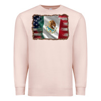 Pale Pink mexico flag and usa flag Premium Sweatshirt - AdoDesignShop