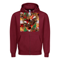 Burgundy christmas horse leopard tartan Zipper Hoodie - FaDigitalArtStudio