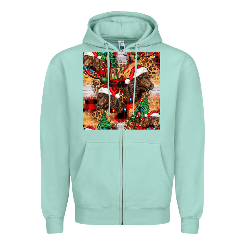 Christmas Horse Leopard Tartan Zipper Hoodie by FaDigitalArtStudio | Teevron