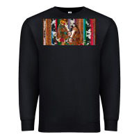 Black western horses gemstone horse cowhide leopard floral background licens Premium Sweatshirt - Artiststas