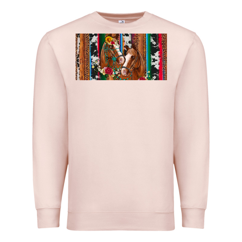 Western Horses Gemstone Horse Cowhide Leopard Floral Background Licens Premium Sweatshirt by Artiststas | Teevron