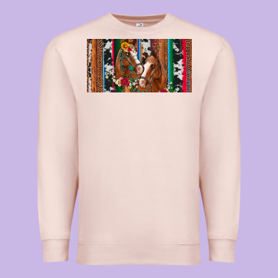 Western Horses Gemstone Horse Cowhide Leopard Floral Background Licens Premium Sweatshirt Designed By Artiststas