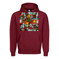 Burgundy christmas horse leopard tartan Zipper Hoodie - FaDigitalArtStudio