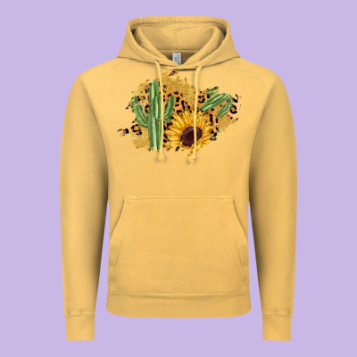 Cactus Leopard Sunflower Glitter  Patch Vintage Hoodie Designed By Adodesignshop