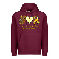 Burgundy Peace love cure Bone Cancer Premium Hoodie - NancyCooperArtShop