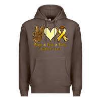 Coffee Peace love cure Bone Cancer Premium Hoodie - NancyCooperArtShop