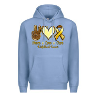 Colony Blue Peace love cure Bone Cancer Premium Hoodie - NancyCooperArtShop