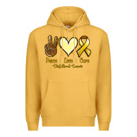 Mustard Peace love cure Bone Cancer Premium Hoodie - NancyCooperArtShop