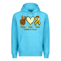 Ocean Blue Peace love cure Bone Cancer Premium Hoodie - NancyCooperArtShop