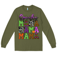 Army Green Spooky Mama Long Sleeve Tee - texasbilliewilder