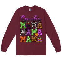 Burgundy Spooky Mama Long Sleeve Tee - texasbilliewilder