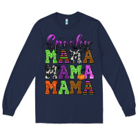 Navy Spooky Mama Long Sleeve Tee - texasbilliewilder